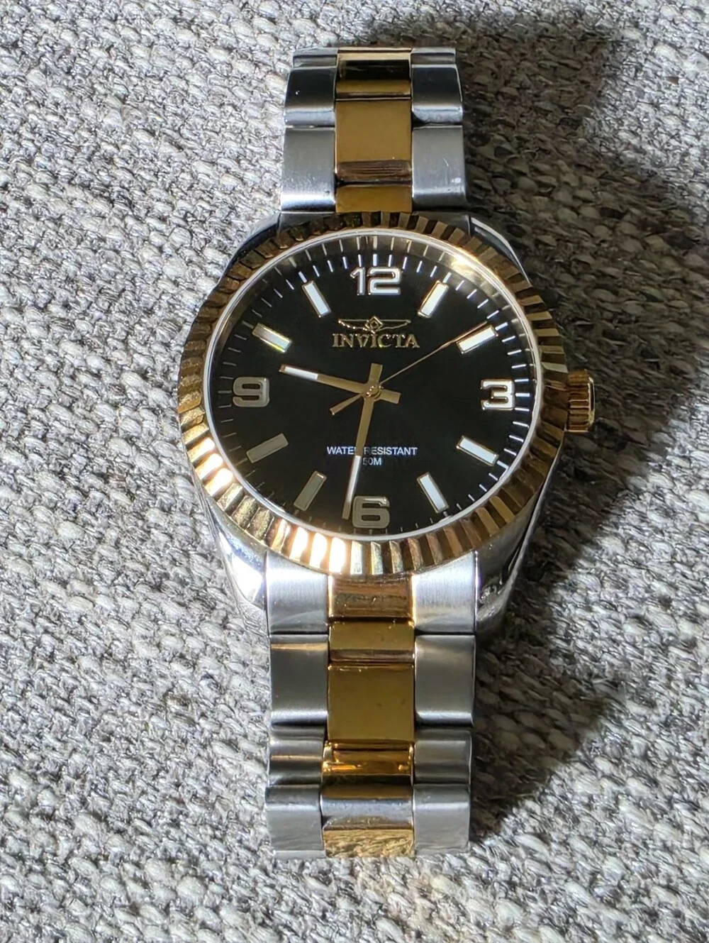 Invicta Two-Tone Gold and Silver Watch with Black Dial